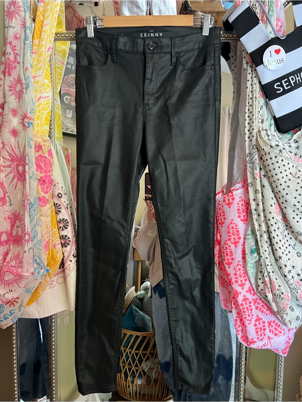White House Black Market Black Coated Skinny Jeans